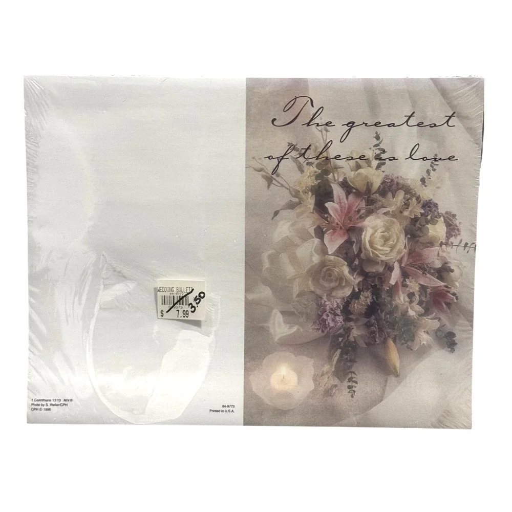 Vintage CPH Wedding Church Bulletins Corinthians 13:13 Printable 100 Sealed 90s